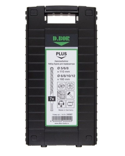 Набор буров SDS-plus V PLUS 7шт, 2-cutting (240987). Набор буров SDS-plus (5,6,8х110 мм; 6,8,10,12х160 мм). D.BOR в Волгограде