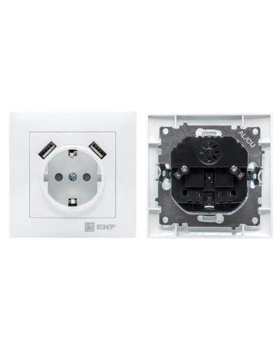 Валенсия розетка 1-местная с/з 16А (EWR16-028-10-2USB). Розетка 1-местная с/з 16А. EKF в Волгограде