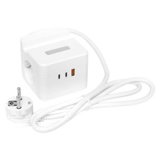 Удлинитель Куб 2 гнезда USB + 2Type C с быстрой зарядкой, подставкой под телефон и ночником 1,3 метра 1мм2. Удлинитель Куб. EKF