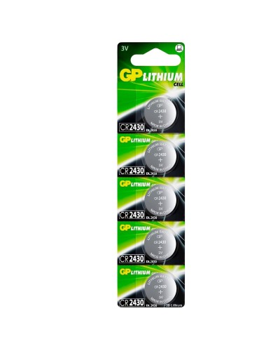 GP Lithium CR2430 (GP CR2430-2C5 100/1000), упак. 5 шт. БЛИСТЕР. Литиевые дисковые батарейки. GP Batteries в Волгограде