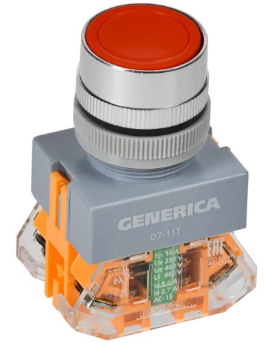Кнопка D7-11T d=22мм красная GENERICA (BBT50-11T-3-21-K04-G). Кнопка управления с фиксацией. IEK в Волгограде