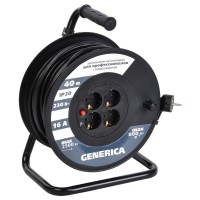 УК40 4 места 2P+PE, 40м GENERICA (WKP20-16-04-40-G). Удлинитель на катушке с термозащитой, 3х1,5кв.мм. IEK