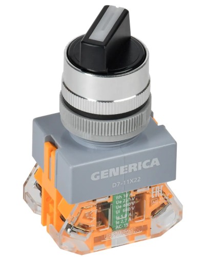 Переключатель D7-11X22 на 2 положения черный GENERICA (BSW50-11X22-3-22-2-K02-G). Переключатель с самовозвратом. IEK в Волгограде