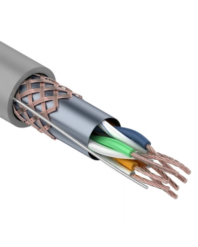 SF/UTP, CAT 5e, PVC, 4PR, 24AWG, INDOOR, STRANDED, серый, 305м, REXANT (01-0343). Кабель «витая пара» (LAN) для структурированных систем связи. Rexant в Волгограде
