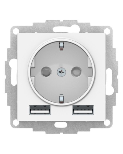AtlasDesign розетка 1-местная с 2 USB A+A, скрытой установки, механизм, белый (ATN000130). Розетка с USB. Systeme Electric в Волгограде