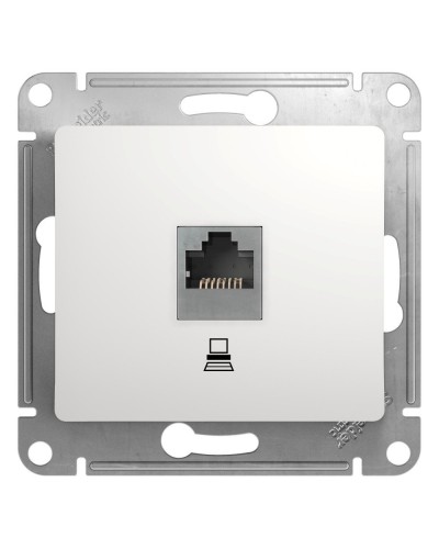 Glossa розетка RJ45 1-местная, кат. 5Е, скрытой установки, механизм, белый (GSL000181K). Розетка компьютерная. Systeme Electric в Волгограде