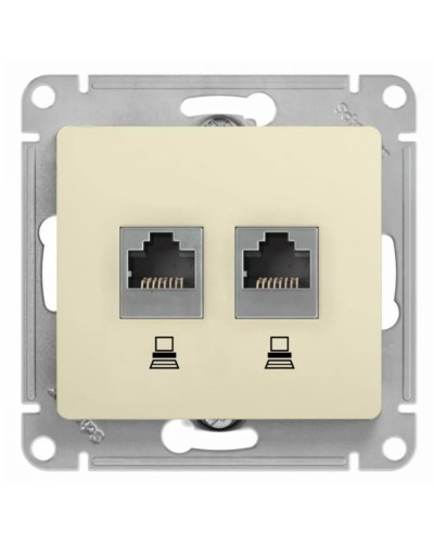 Glossa розетка RJ11+RJ45, 2-местная, кат. 5Е, скрытой установки, механизм, бежевый (GSL000285). Розетка компьютерная + телефонная. Systeme Electric в Волгограде