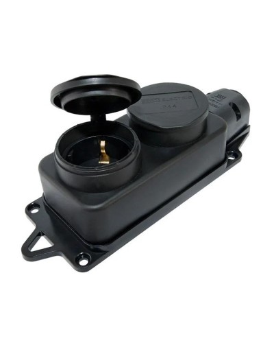 Розетка двухместная 2Р+РЕ 16А 250В IP44 (SQ0612-0037). Розетка двухместная с заглушками каучук. TDM ЕLECTRIC в Волгограде