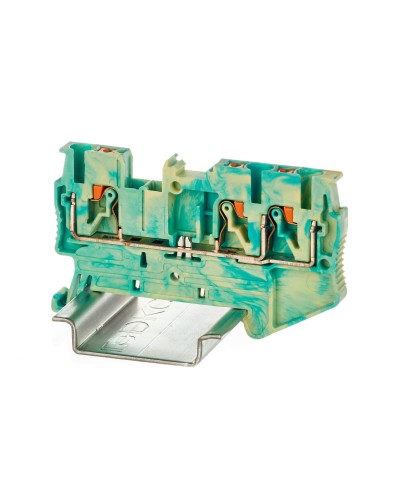 Клемма заземления, 3 точки подключения, 2.5 кв.мм (VPR-2.5-TWIN-PE-YG). Клемма заземления, зажим push-in. ДКС в Волгограде