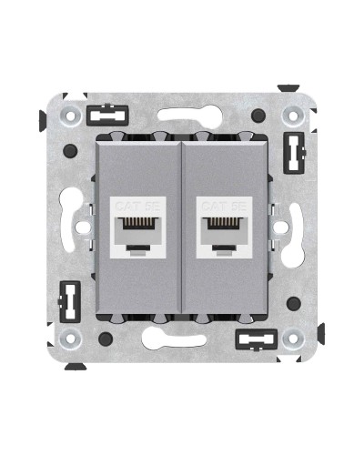 Розетка RJ-45 в стену, кат.5E, Avanti, двойная, закаленная сталь (4404664). Розетка компьютерная. ДКС в Волгограде