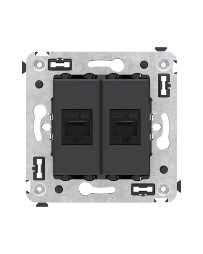 Розетка RJ-45 в стену, кат.5E, Avanti, двойная, черный матовый (4412664). Розетка компьютерная. ДКС в Волгограде