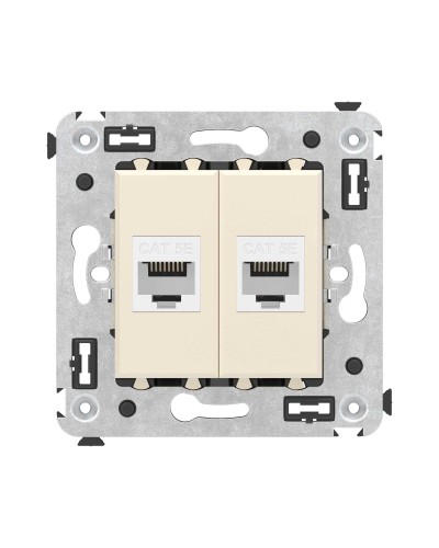 Розетка RJ-45 в стену, кат.5E, Avanti, двойная, ванильная дымка (4405664). Розетка компьютерная. ДКС в Волгограде