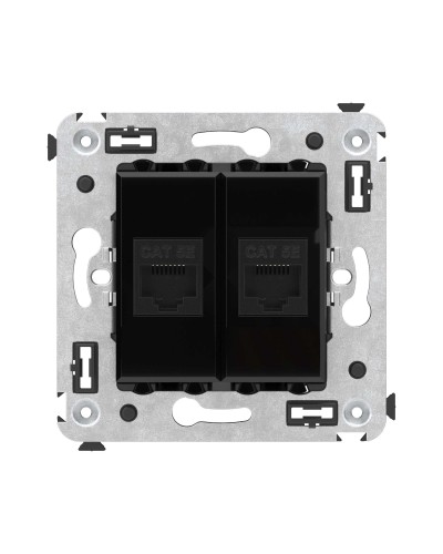 Розетка RJ-45 в стену, кат.5E, Avanti, двойная, черный квадрат (4402664). Розетка компьютерная. ДКС в Волгограде