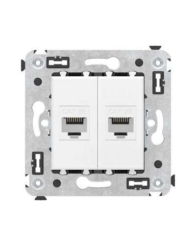 Розетка RJ-45 в стену, кат.5E, Avanti, двойная, белое облако (4400664). Розетка компьютерная. ДКС в Волгограде
