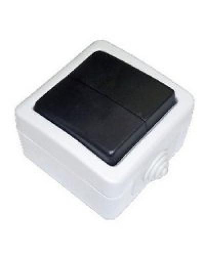 Переключатель двухклавишный 2-полюсный с 2 мест EF602SA, серый, LK Aqua (80006). Переключатель. Экопласт в Волгограде