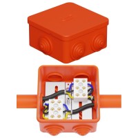 Коробка JBS080 85х85х50, 6 вых., 6P (0,15-4,0 мм²) (43131HF). Коробка монтажная, огнестойкая, без галогена. Экопласт