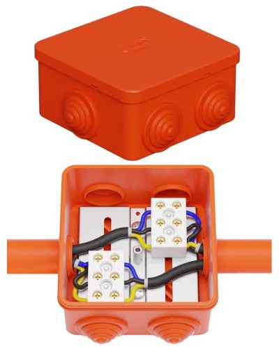 Коробка JBS080 85х85х50, 6 вых., 3P (0,15-4,0 мм²) (43101HF). Коробка монтажная, огнестойкая, без галогена. Экопласт в Волгограде