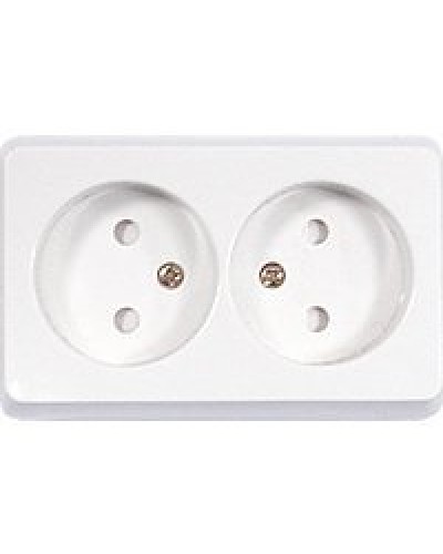 Розетка двойная открытой установки без з/к, белый, LK Standard (813604). Розетка без заземляющих контактов с защитными шторками. Экопласт в Волгограде