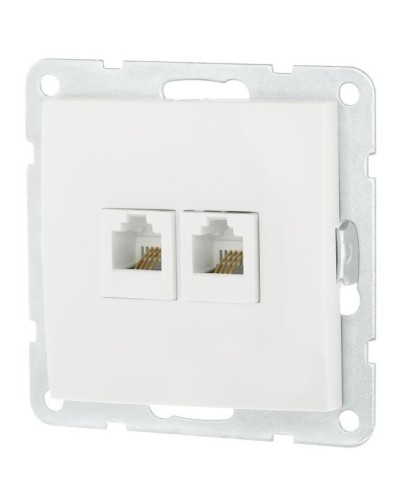 Розетка телефонная двойная 2xRJ-12 с накладкой, белый LK60 (865604-1). Розетка телефонная. Экопласт в Волгограде