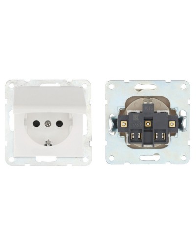 Розетка с з/к, шторками и крышкой, белый LK80 (843404-1). Розетка. Экопласт в Волгограде