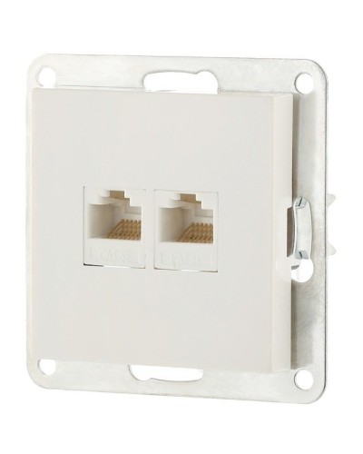 Розетка 2xRJ-45 кат.5е с накладкой, белый LK80 (846204-1). Розетка компьютерная двойная. Экопласт в Волгограде