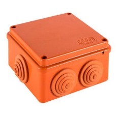 Коробка JBS100 100х100х55, 6 вых., 4P (1,5-10мм²) (43347HF): Коробка монтажная, огнестойкая, без галогена
