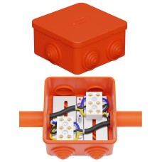 Коробка JBS080 85х85х50, 6 вых., 5P (0,15-6,0 мм²) (43221HF). Коробка монтажная, огнестойкая, без галогена. Экопласт