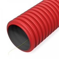 Труба ПНД гибкая двустенная D50 с/з тип 1250 (SN63) красная (PR15.00977). Труба гофрированная двустенная ПНД гибкая. Промрукав